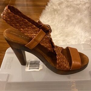 Loeffler Randal Braided Leather Heels Sz 8